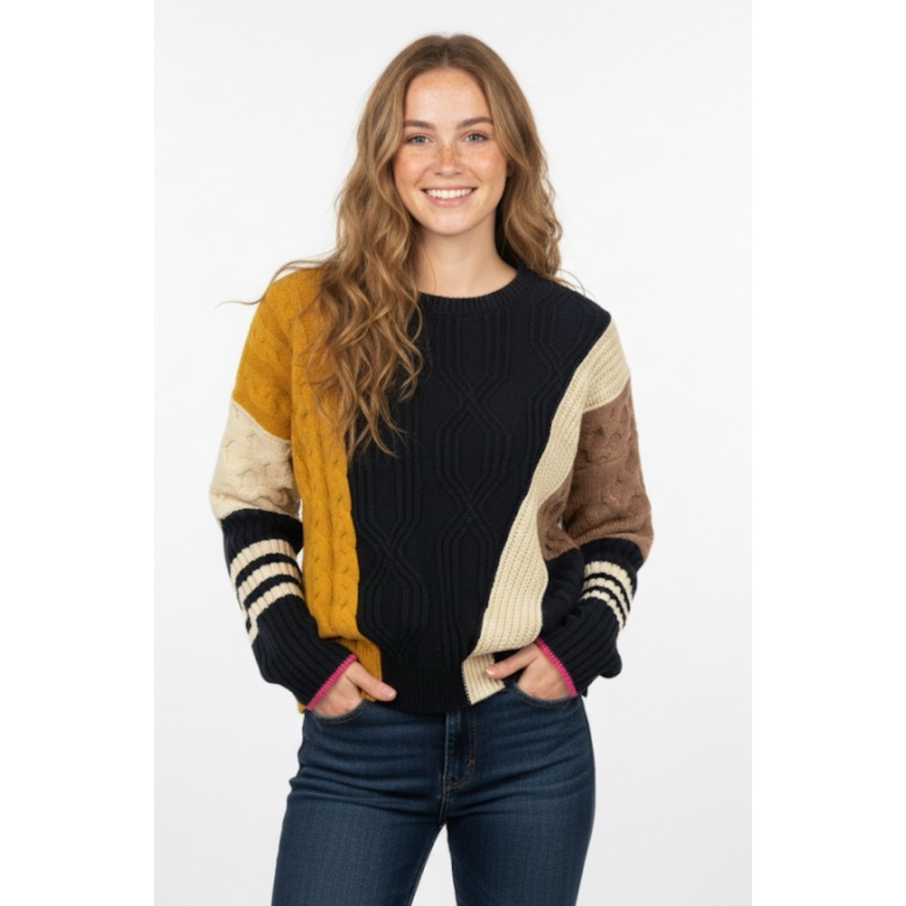 MAEVE By Anthropologie Colorblock Cable Sweater Womens Size 2XS-Petite Read More